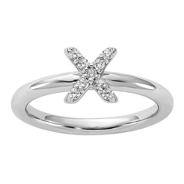 Stacks & Stones Sterling Silver Cubic Zirconia X Ring, Womens Product Image