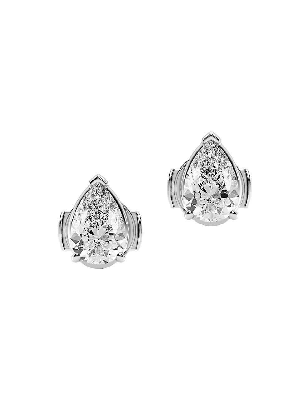 Womens 14K White Gold & 2 TCW Pear-Cut Lab-Grown Diamond Stud Earrings Product Image