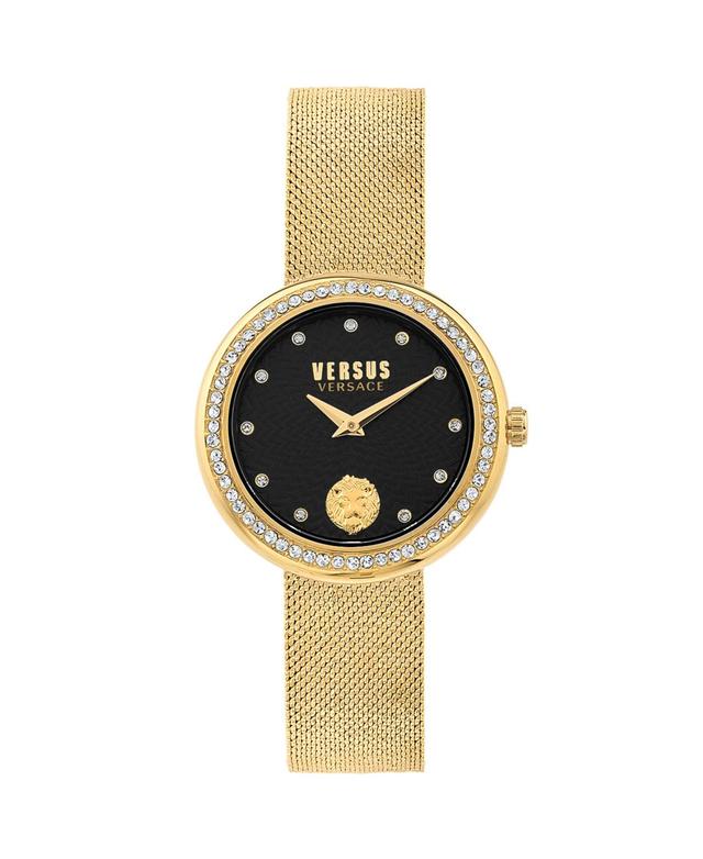 Versus By Versace Womens Lea Crystal Analog Gold Stainless Steel Mesh Bracelet Watch Product Image