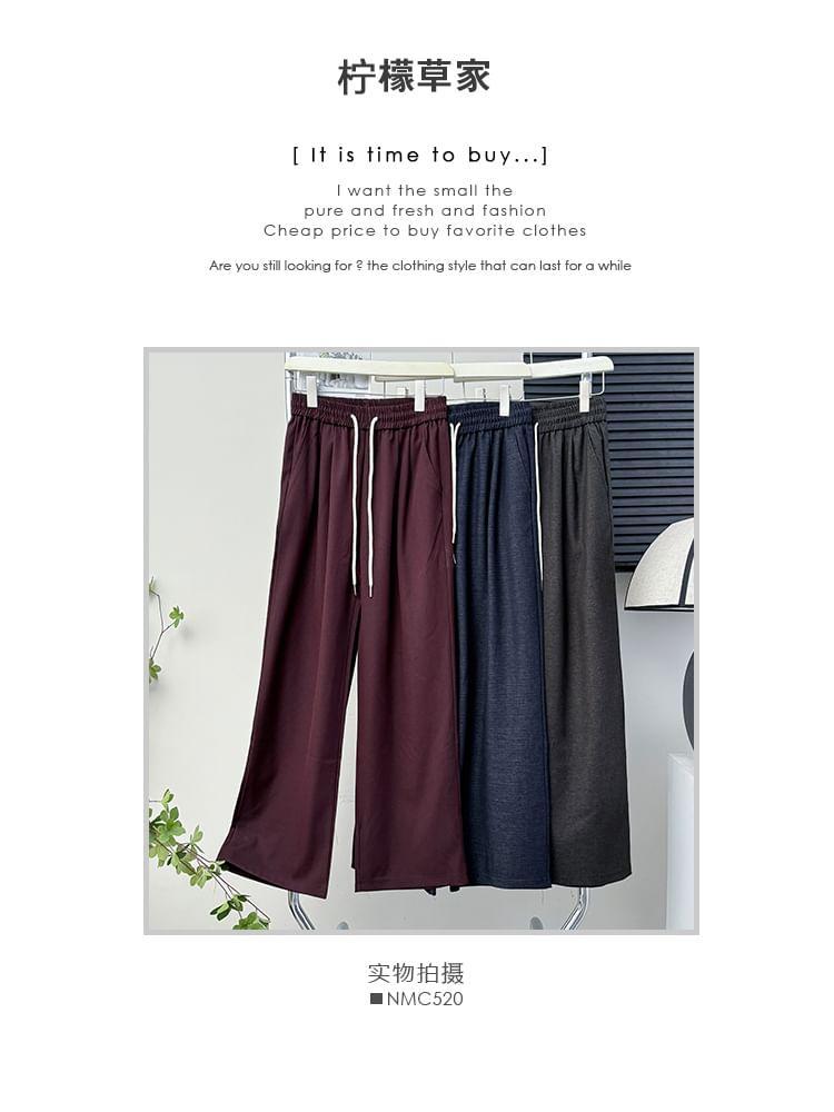 Drawstring-Waist Wide-Leg Sweatpants Product Image