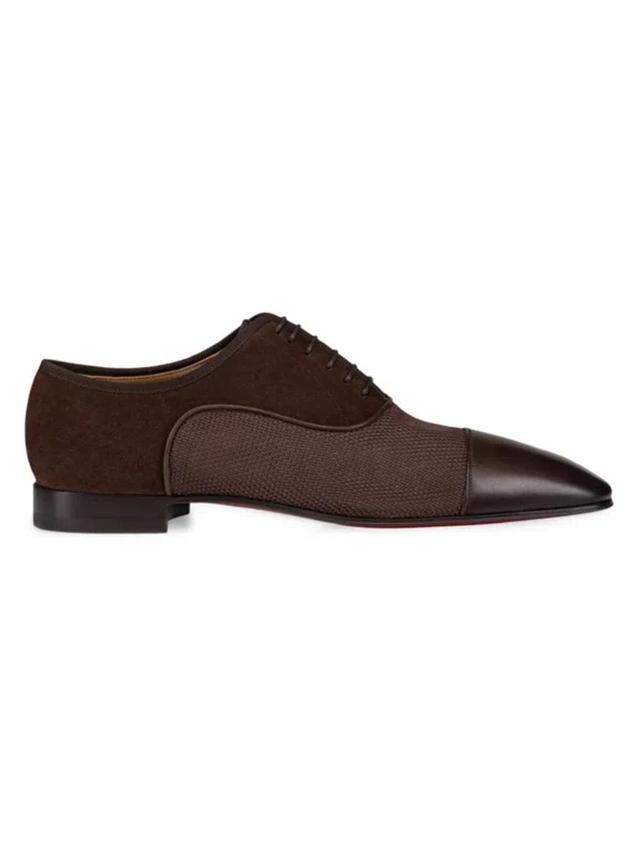 CHRISTIAN LOUBOUTIN Men's Ac Greggo Textile And Leather Oxfords In Brown Product Image