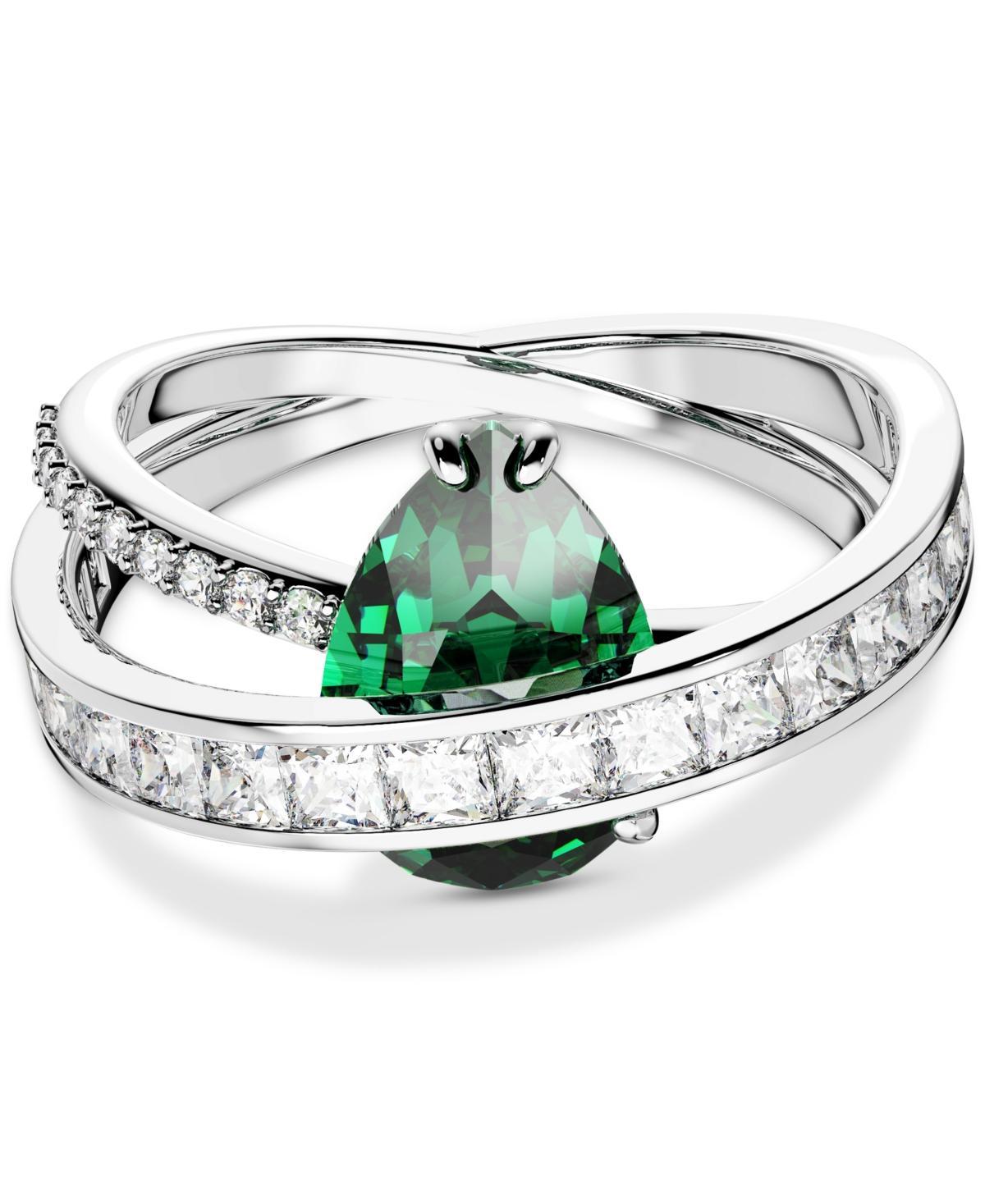 Womens Hyperbola Rhodium-Plated & Swarovski Crystal Double-Band Cocktail Ring Product Image