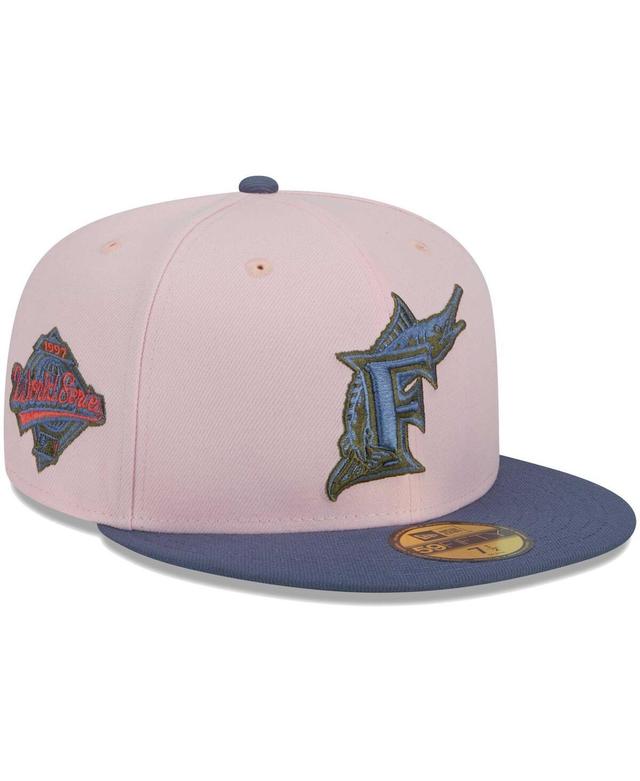 Mens New Era /Blue Florida Marlins Cooperstown Collection Olive Undervisor 59FIFTY Fitted Hat Product Image