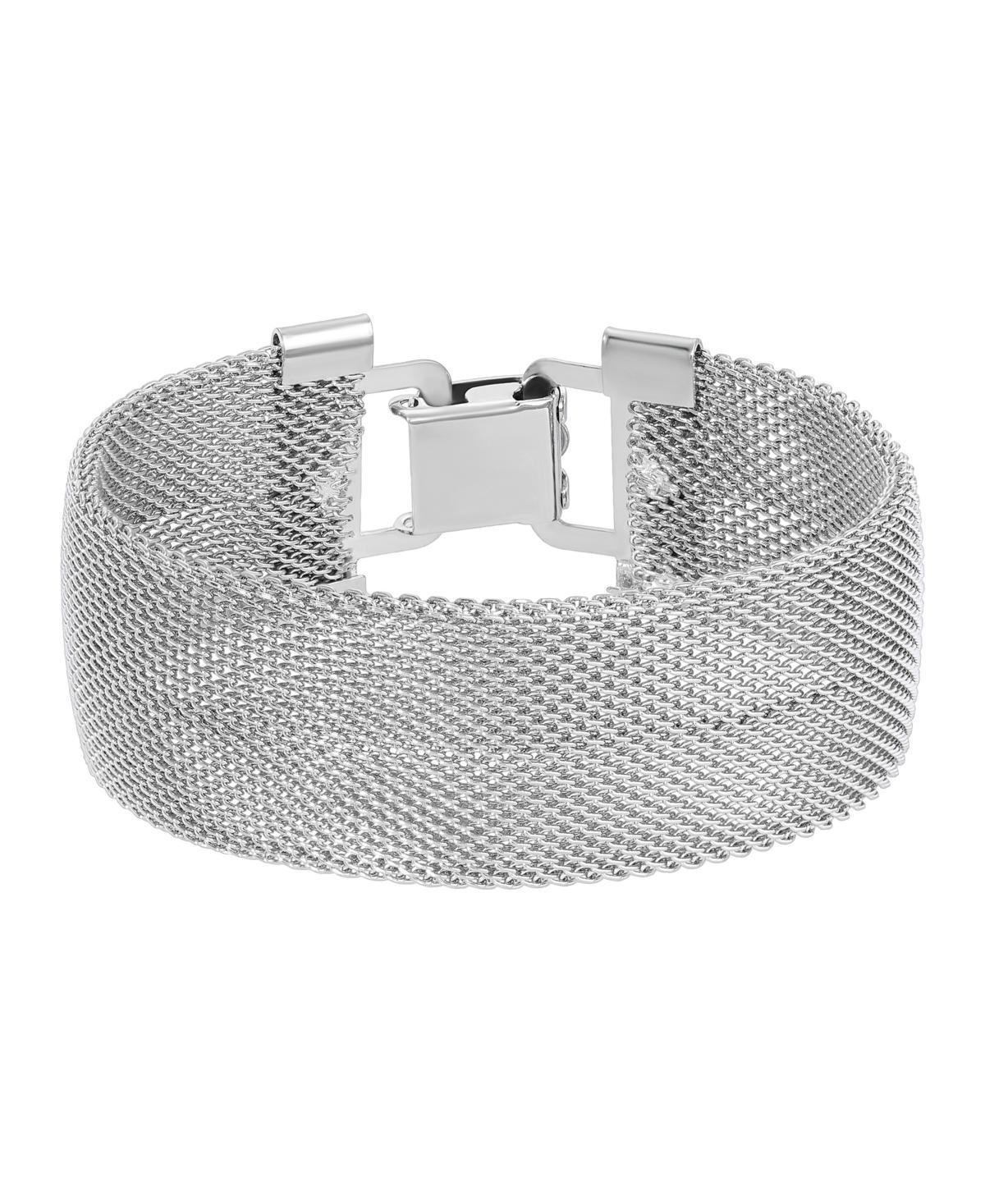 1928 Silver Tone Mesh Clasp Bracelet, Womens Product Image