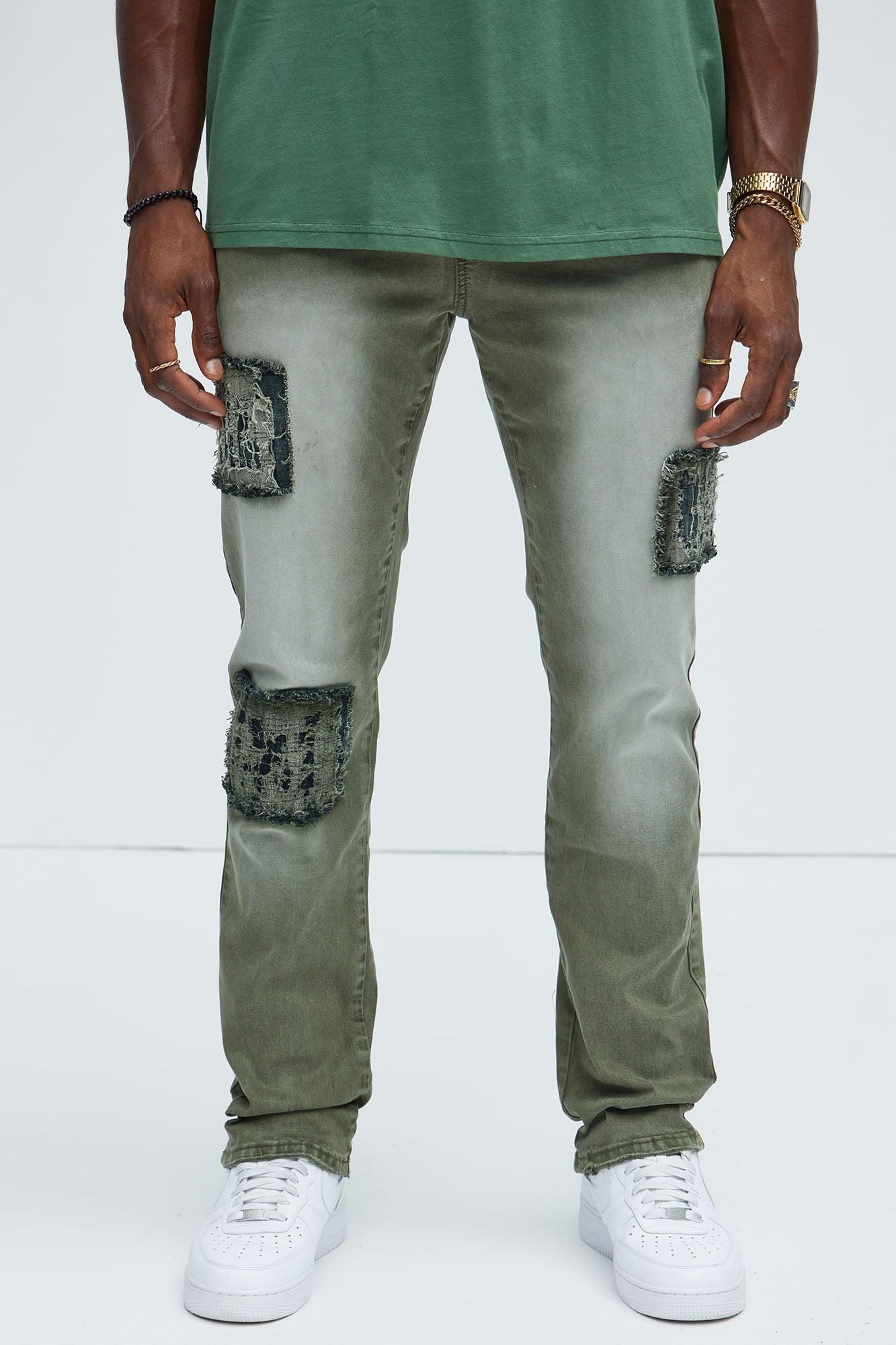 On This Side Stone Ripped Slim Jeans - Olive Product Image