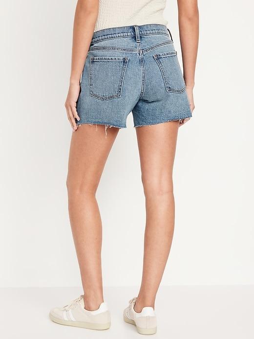 Mid-Rise Boyfriend Cut-Off Jean Shorts -- 5-inch inseam Product Image