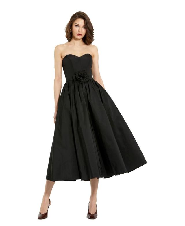 Womens Appliqud Faille Fit & Flare Midi-Dress Product Image