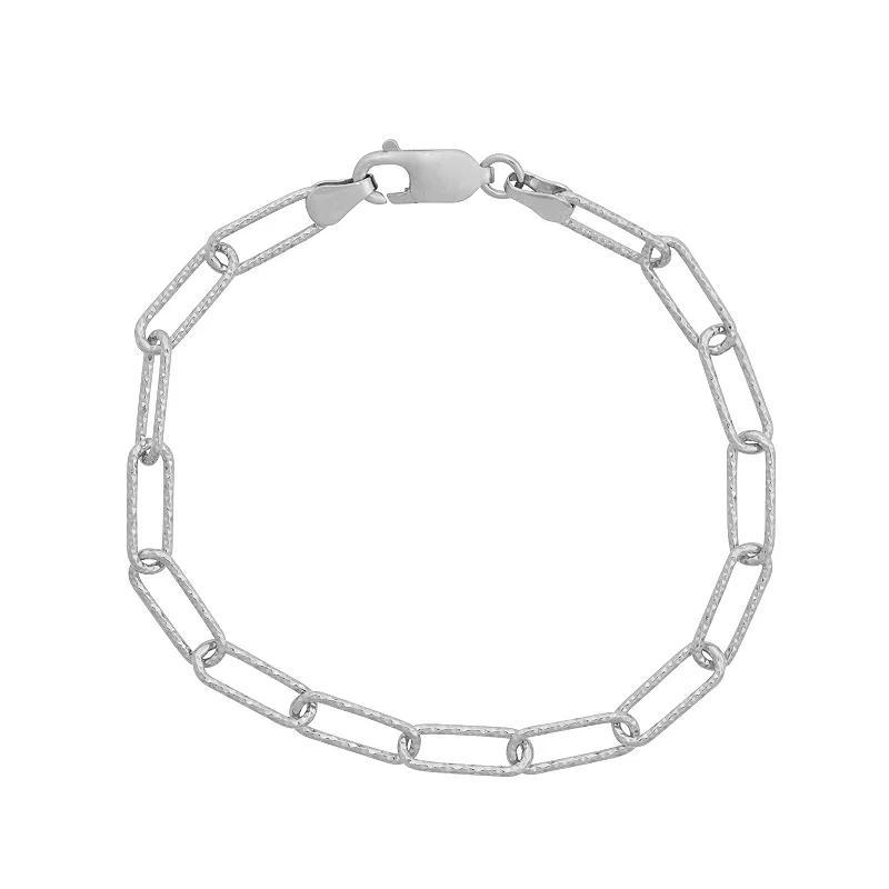 Giorgio di Vicenza Sterling Silver Italian Paper Clip Chain Anklet, Womens White Product Image