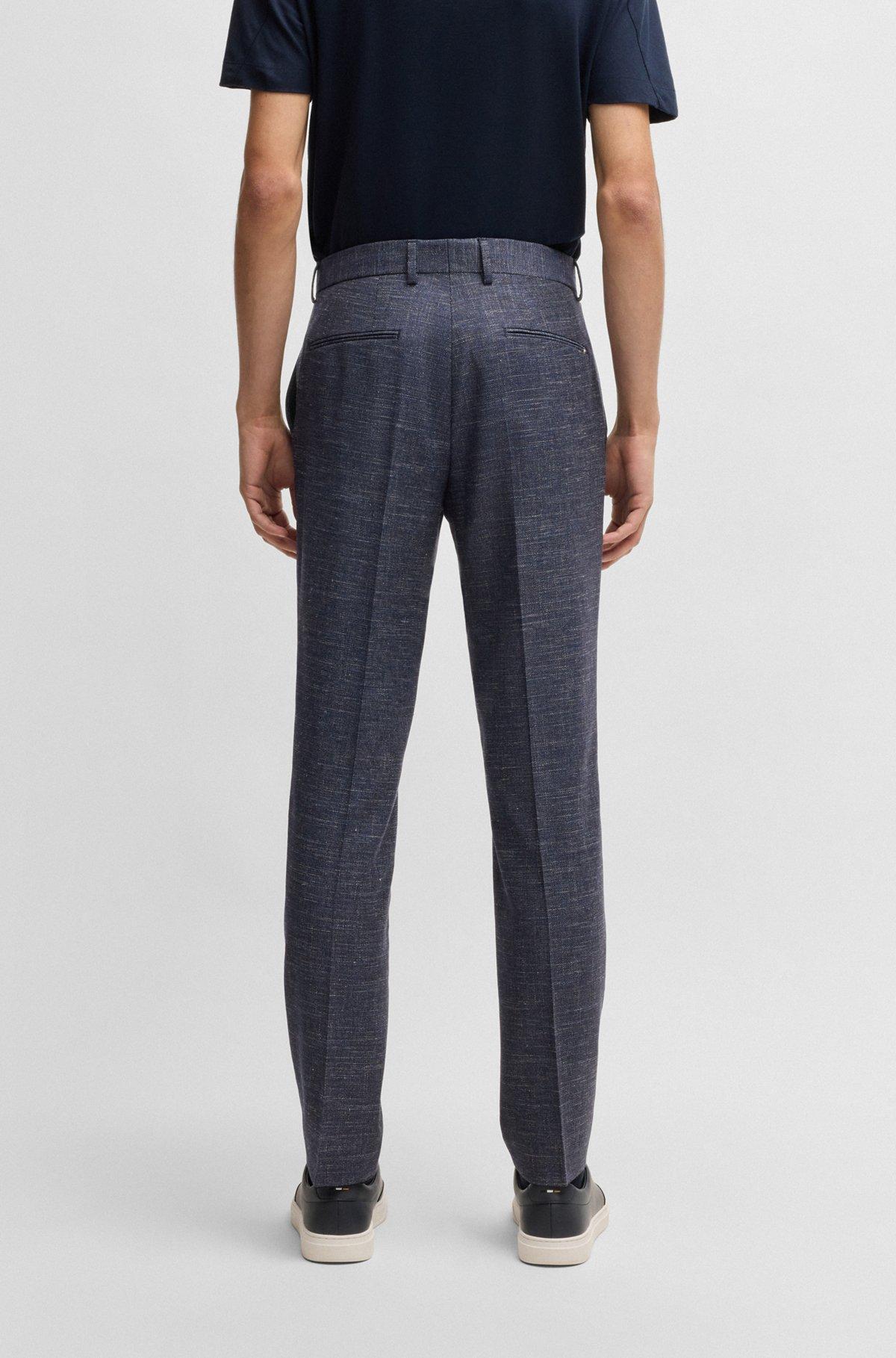 Slim-fit trousers in patterned wool Product Image