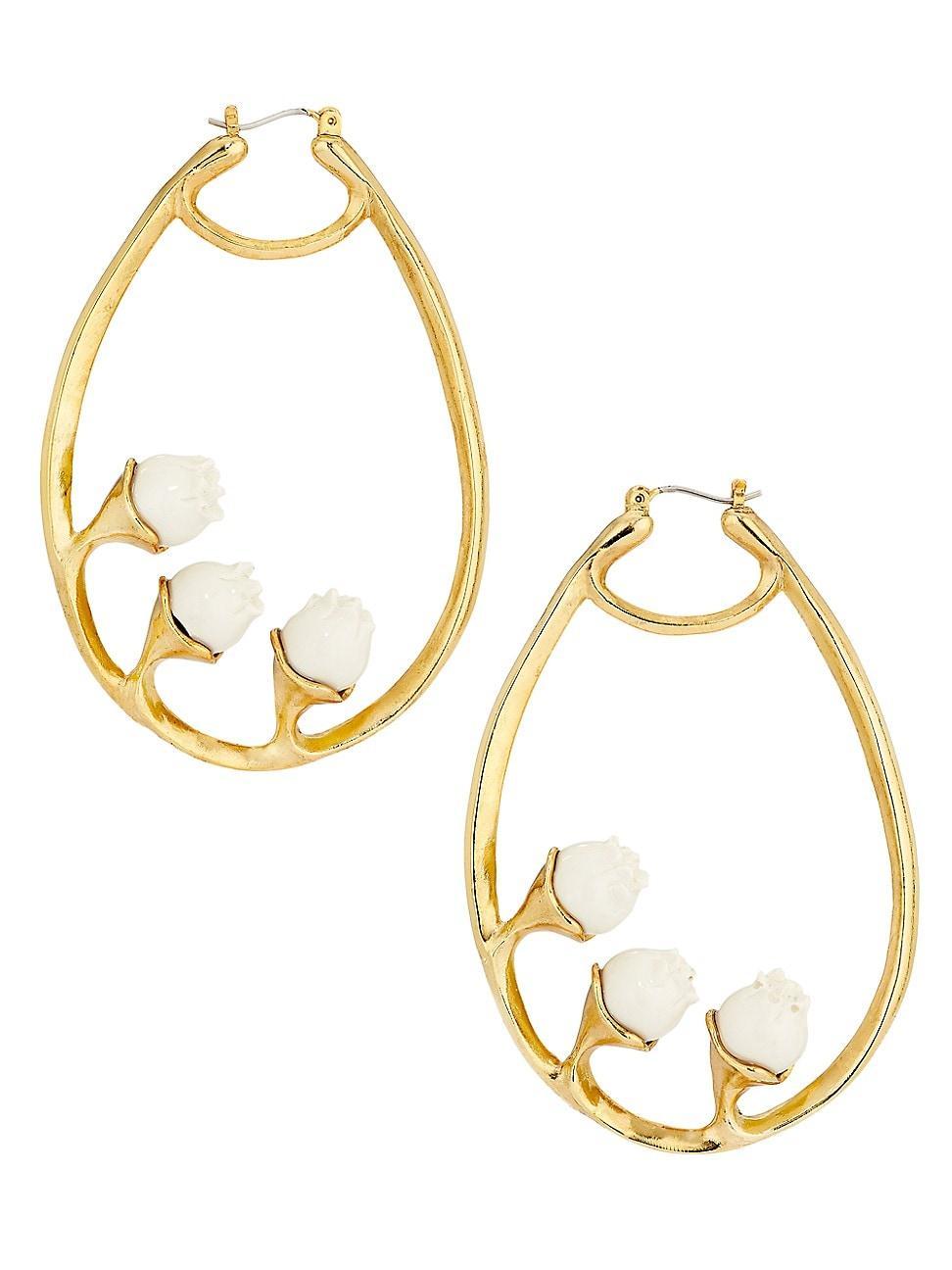 Womens Goldtone & Resin Lily Of The Valley Hoop Earrings Product Image