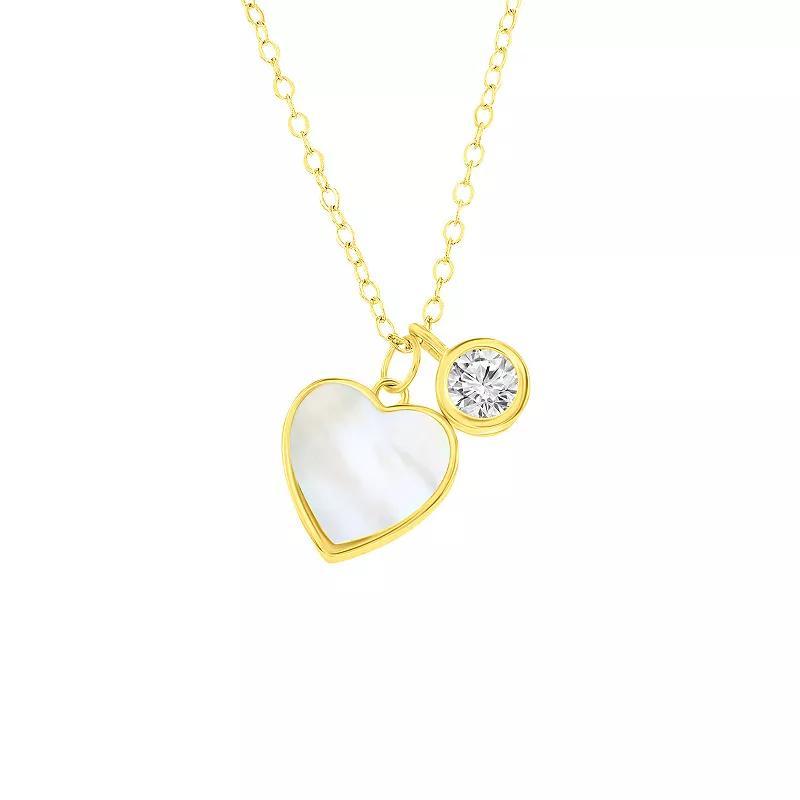 Argento Bella Sterling Silver Mother-of-Pearl Heart & Bezel Set Necklace, Womens Product Image