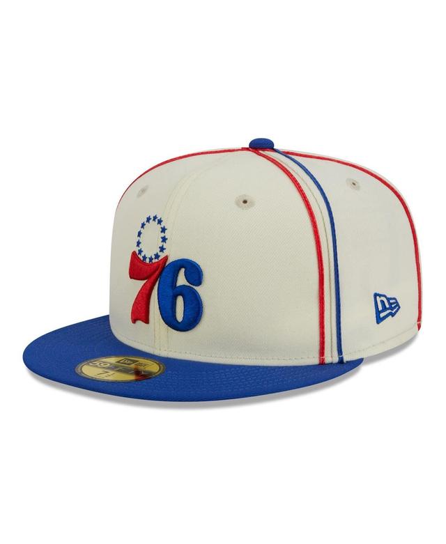 Mens New Era Cream Philadelphia 76ers Piping 2-Tone 59FIFTY Fitted Hat - Cream Product Image