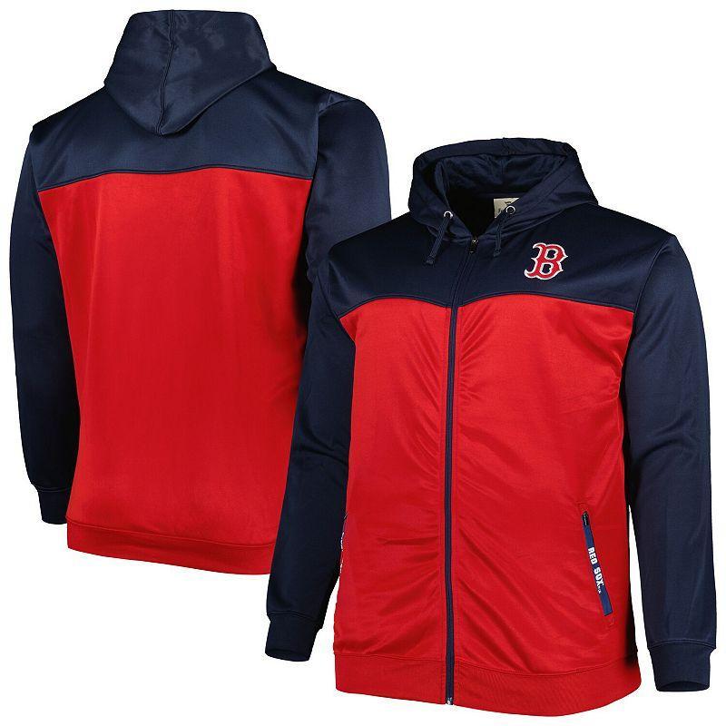 Mens /Red Boston Red Sox Big & Tall Yoke Full-Zip Hoodie Blue Product Image