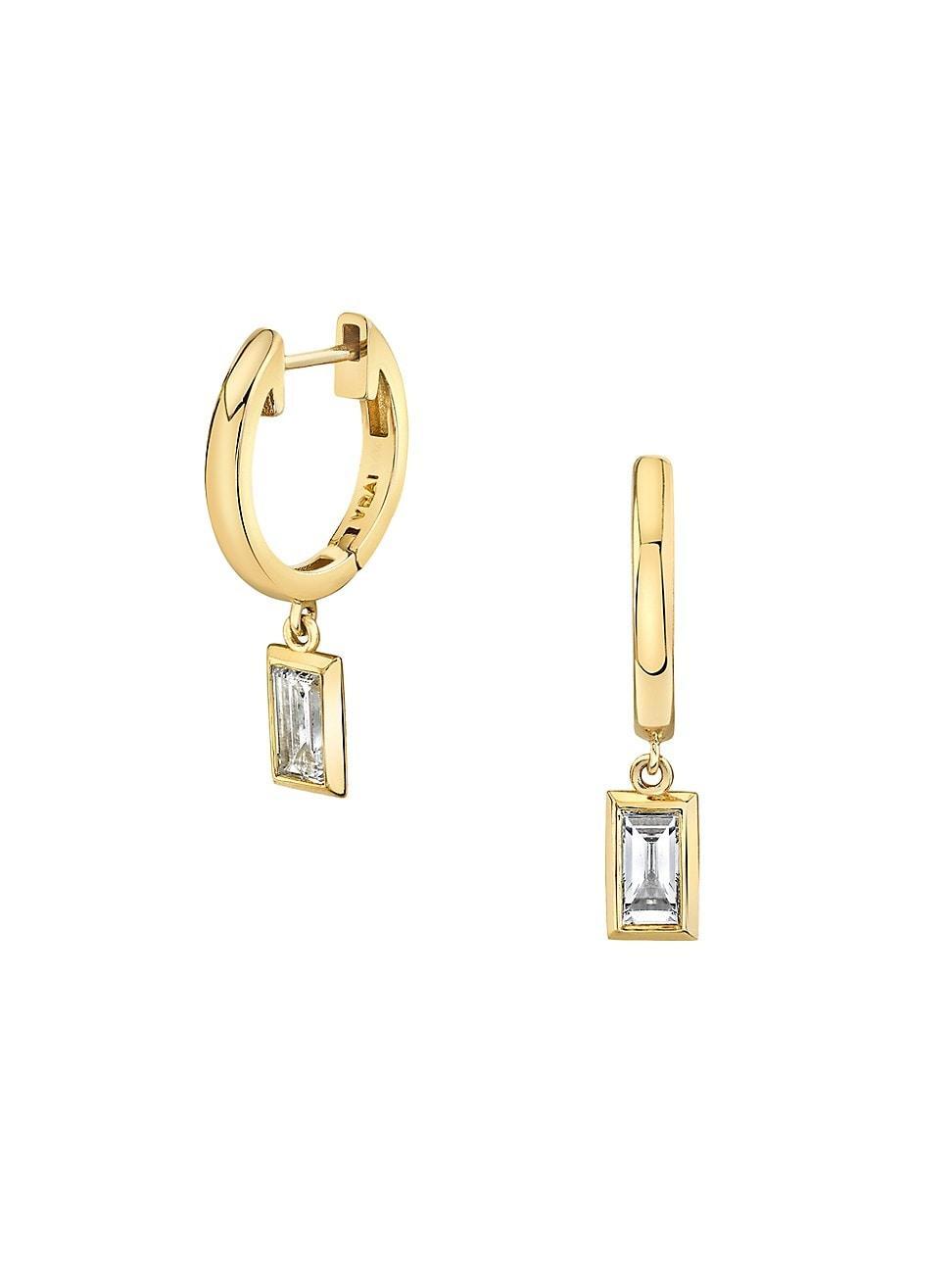 Womens Solitaire Classics 14K Gold & 0.50 TCW Lab-Grown Diamond Baguette Bezel Drop Huggie Hoops Product Image