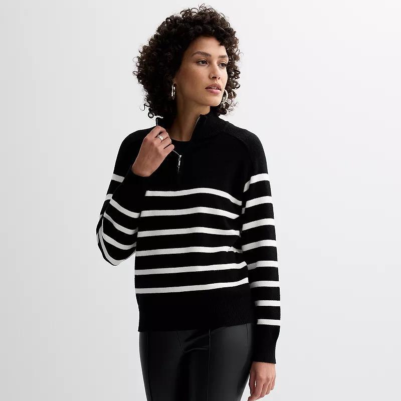 Womens Catherine Malandrino 1/4-Zip Striped Sweater Product Image