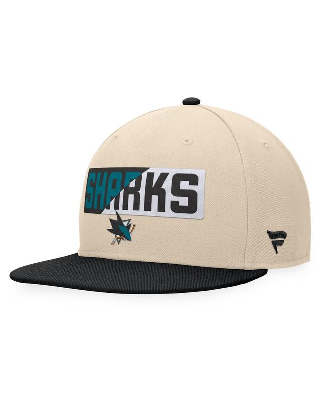 Mens Fanatics Branded Cream/Black San Jose Sharks Goalaso Snapback Hat Product Image