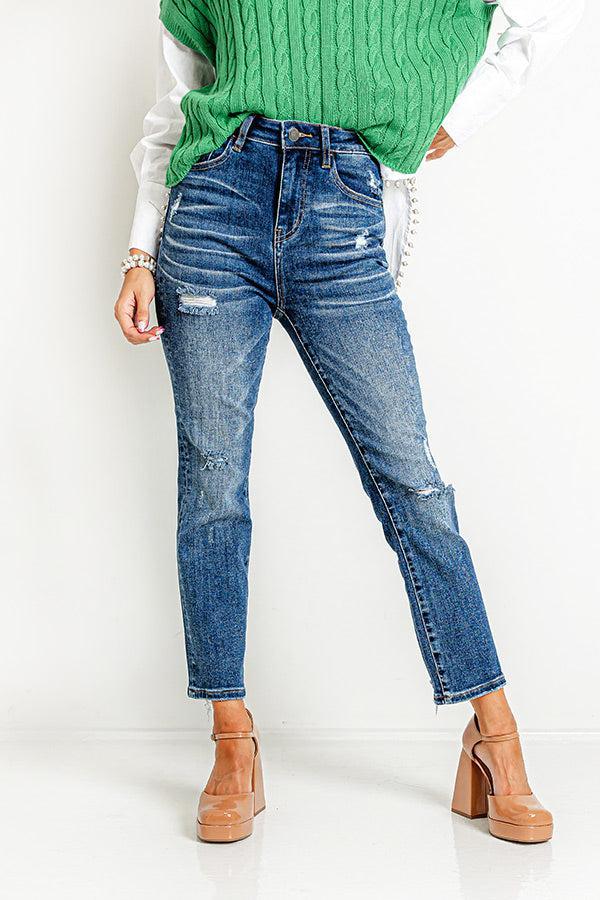 Risen The Hartlen High Waist Distressed Jean in Dark Wash Product Image