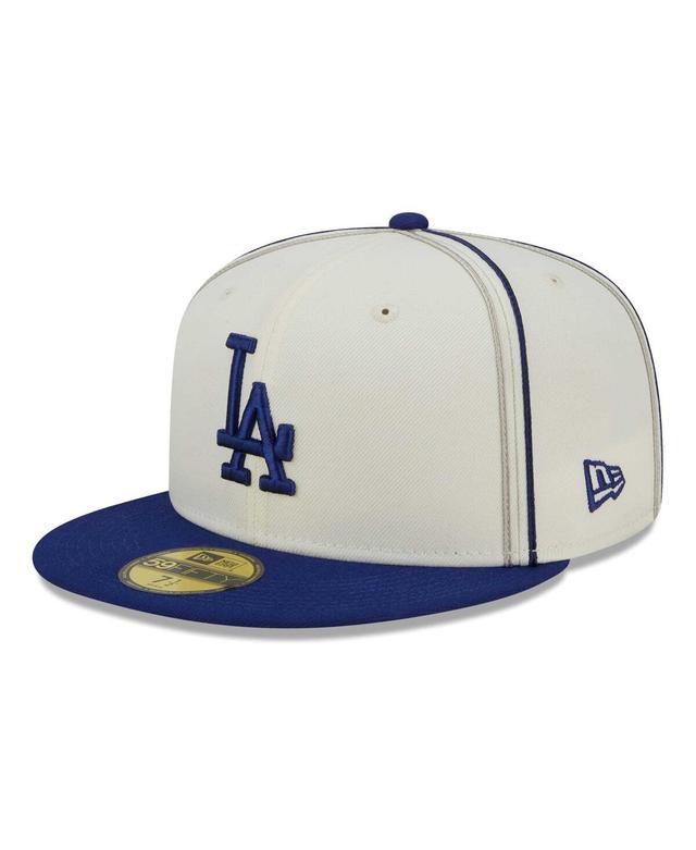 Mens New Era Cream/Royal Los Angeles Dodgers Chrome Sutash 59FIFTY Fitted Hat Product Image