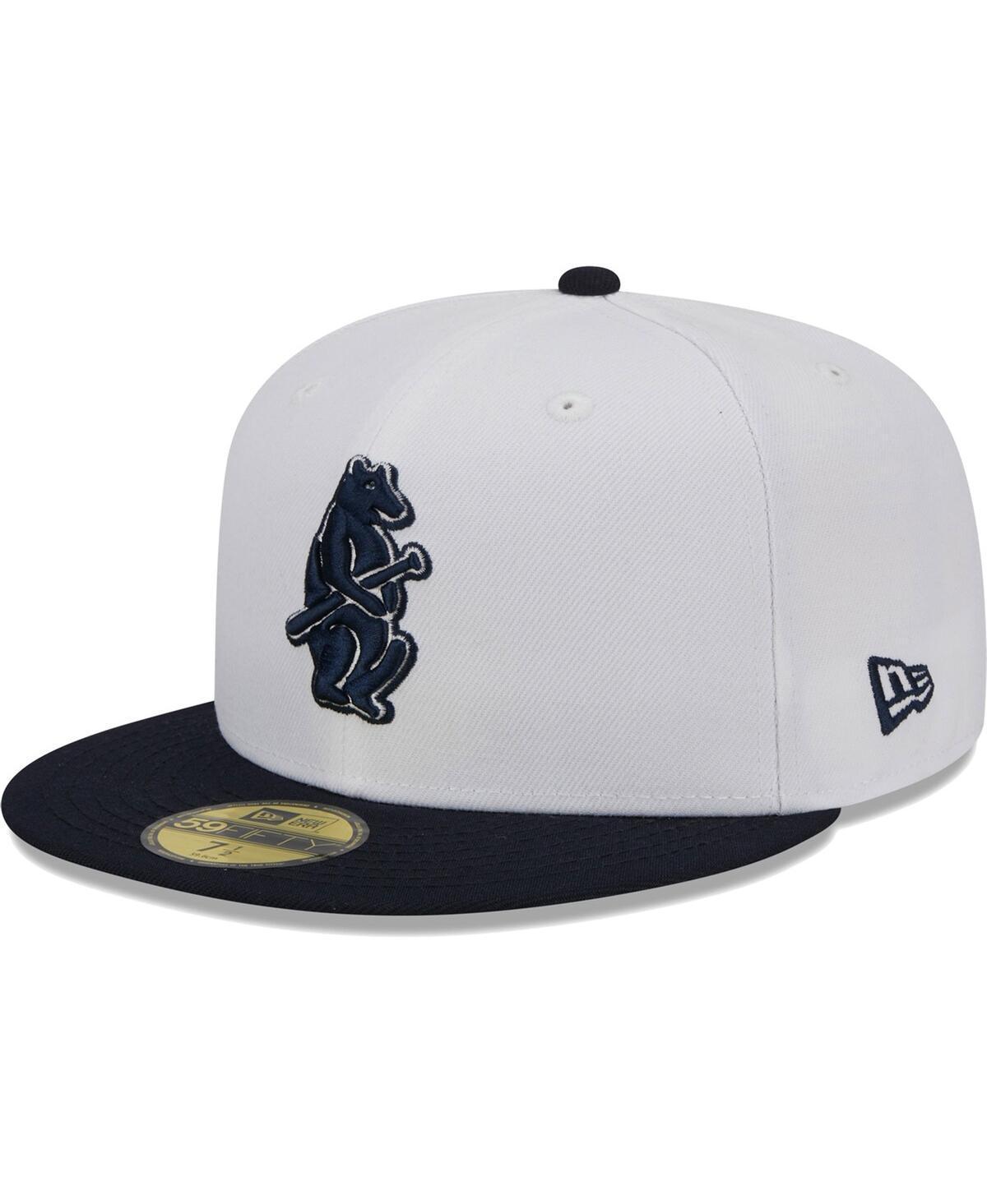 Mens New Era White, Navy Chicago Cubs Optic 59FIFTY Fitted Hat Product Image