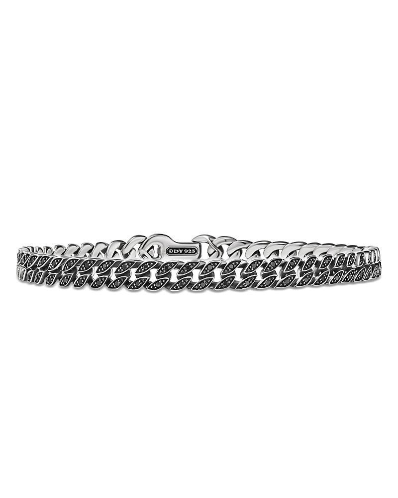 David Yurman Mens Curb Chain Bracelet in Sterling Silver with Black Diamonds, 6mm Product Image