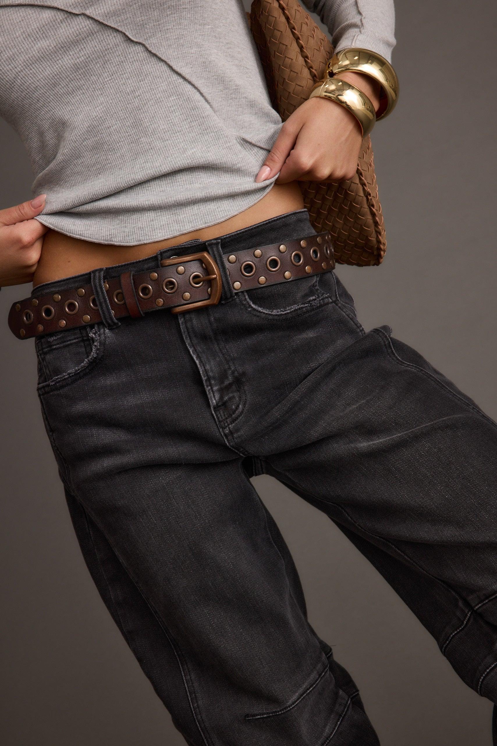 Cedar Brown Embellished Leather Belt Product Image