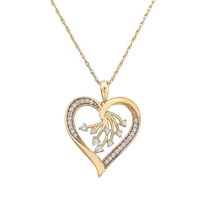 Irena Park Gold Tone Sterling Silver 1/4 Carat T.W. Diamond Cluster Open Heart, Womens Product Image