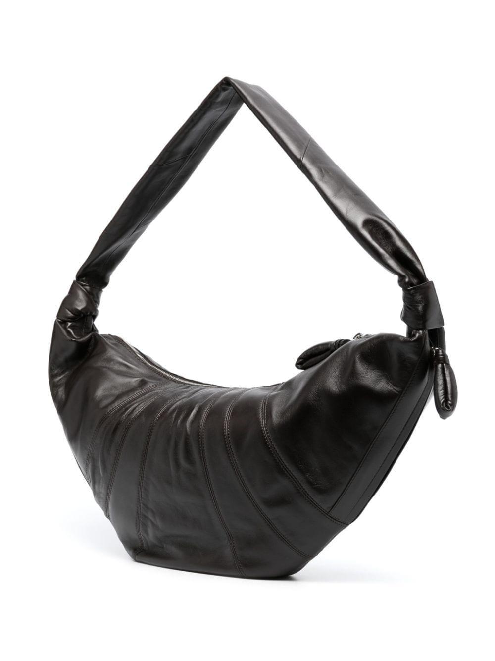 Large Croissant Leather Shoulder Bag In Brown Product Image