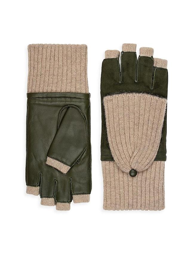 Womens Leather & Knit Pop Top Gloves Product Image