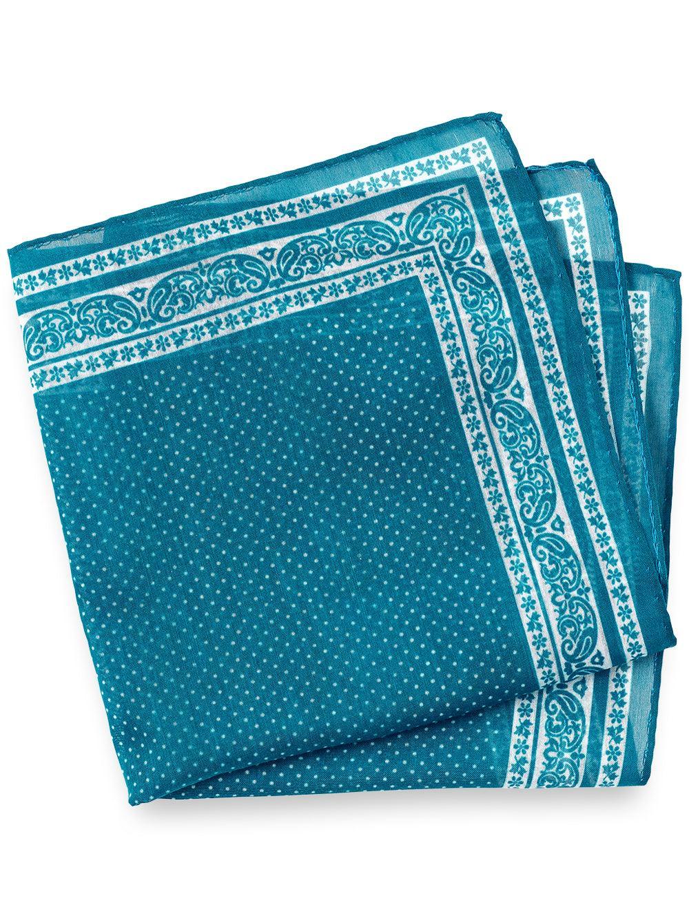 Paisley Cotton Blend Pocket Square - Teal Product Image