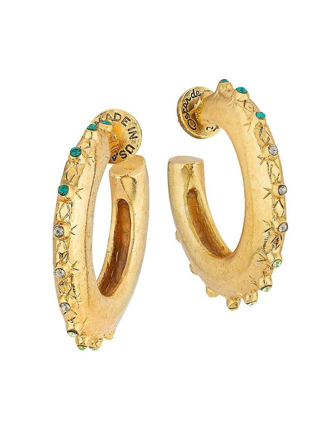 Womens Goldtone & Glass Crystal Hoop Earrings Product Image