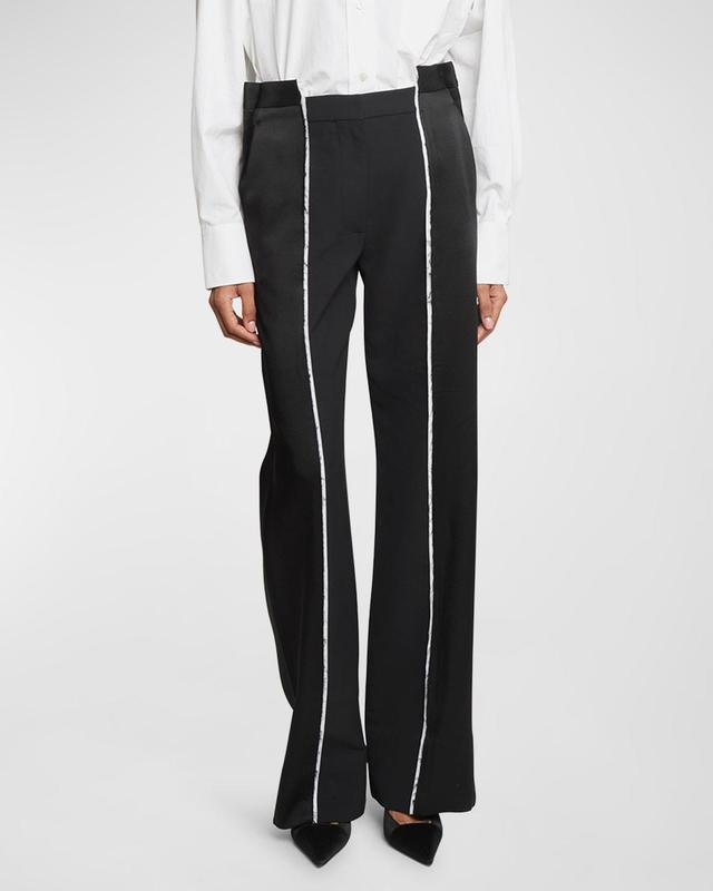 Victoria Beckham Deconstructed Straight Leg Crepe Back Satin Trousers Product Image