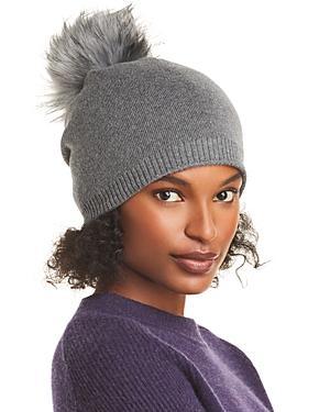 Kyi Kyi Cashmere Faux Fur Pom Pom Hat Product Image