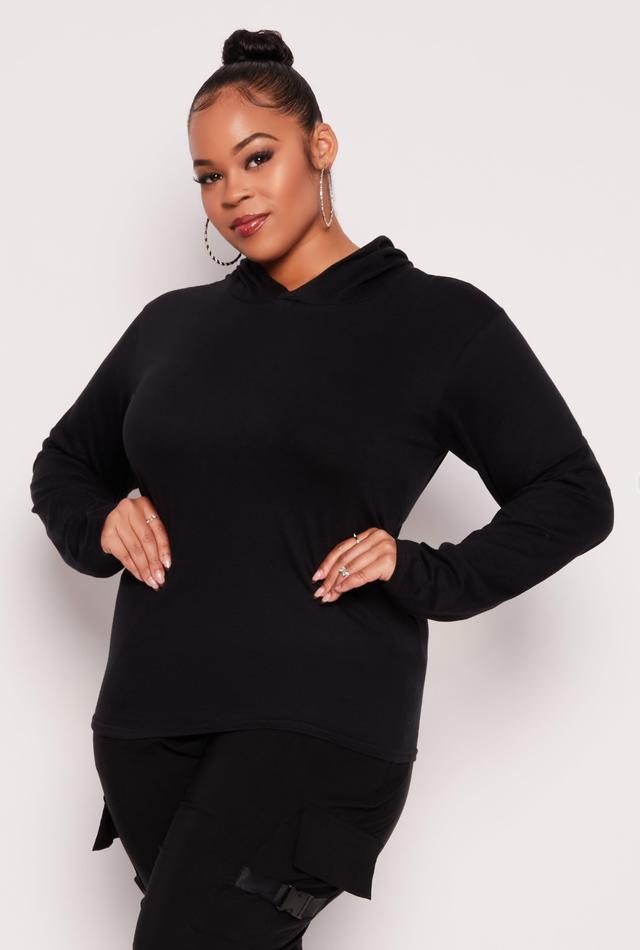 Womens Plus Size Long Sleeve Hooded Top Product Image