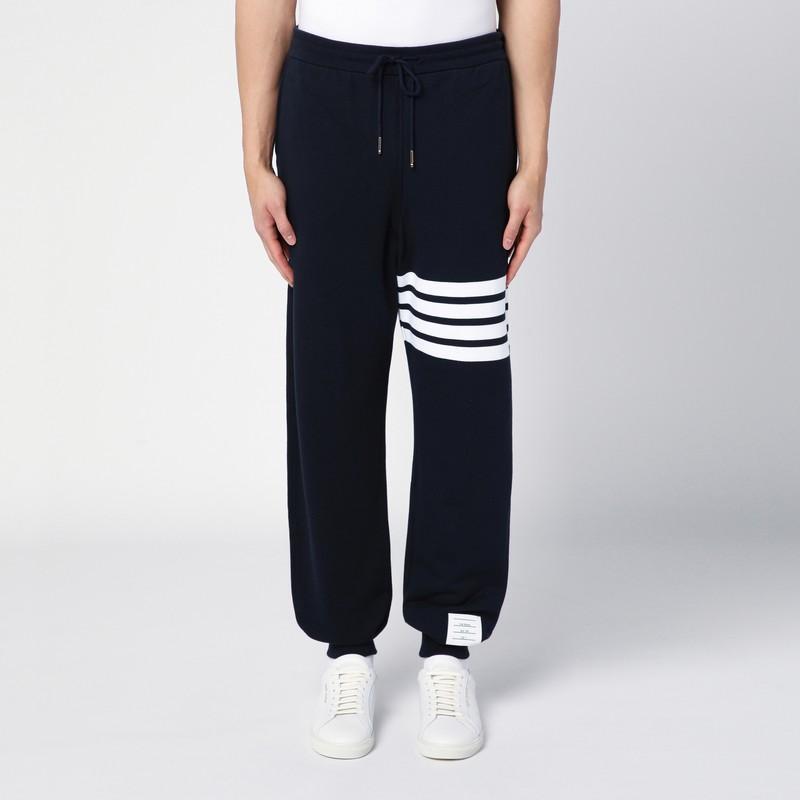 Navy Blue Cotton Jogging Trousers In Black Product Image