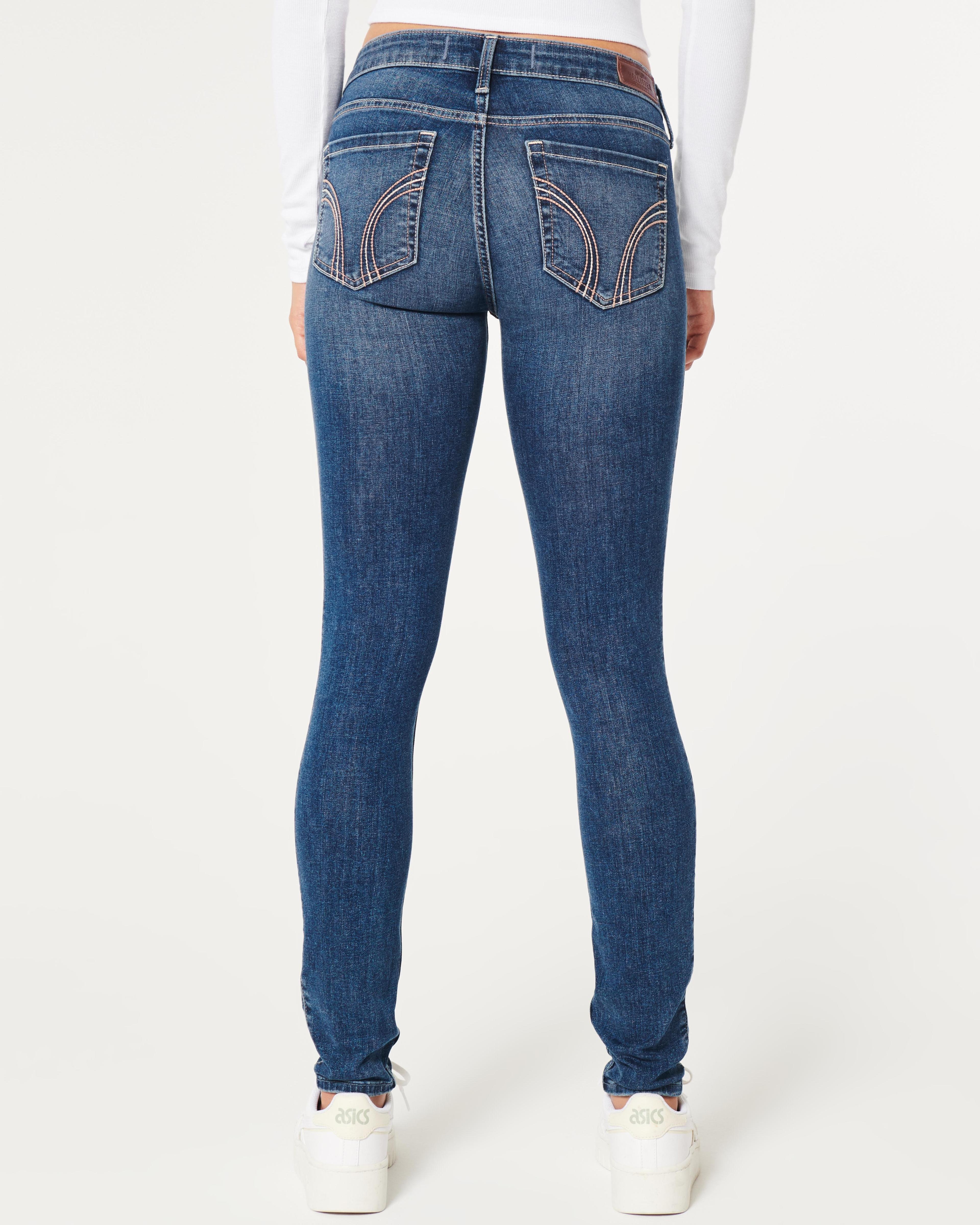 Low-Rise Dark Wash Super Skinny Jeans Product Image