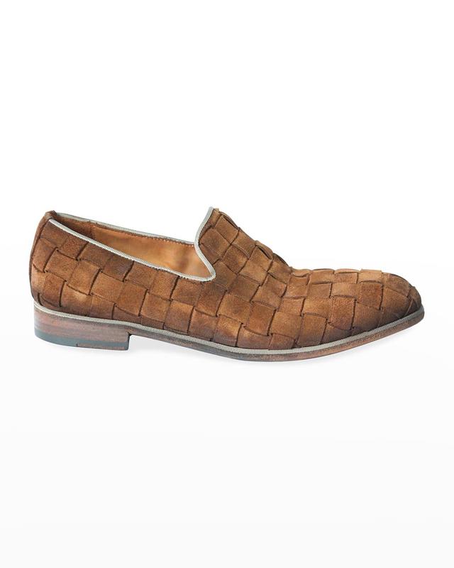 Mens Suede Loafers with Python Trim Product Image