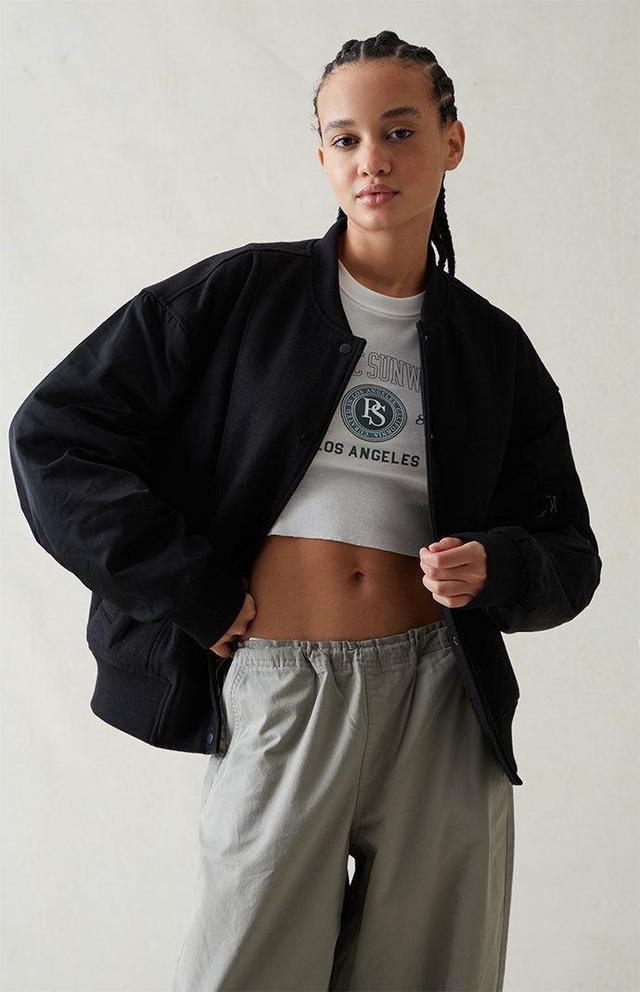 PacSun Womens Wool Bomber Varsity Jacket Product Image