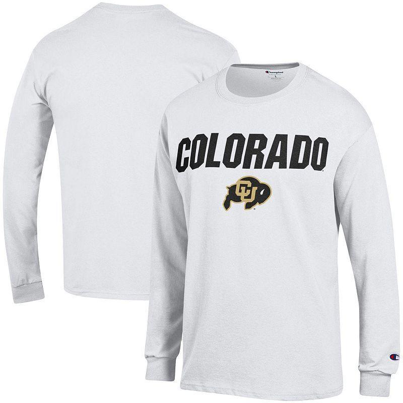 Mens Champion White Colorado Buffaloes Straight Over Logo Long Sleeve T-Shirt Product Image