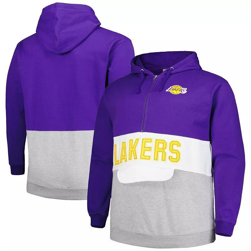 Mens Fanatics Branded Los Angeles Lakers Big & Tall Anorak Half-Zip Hoodie Product Image