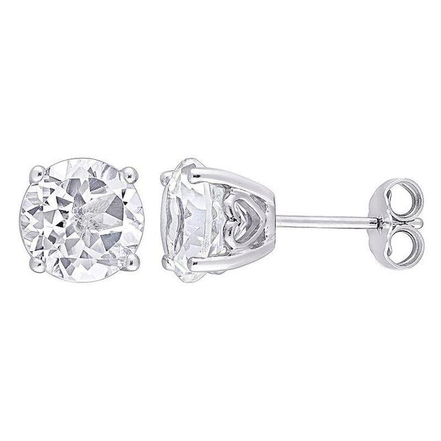 Stella Grace Sterling Silver & Gemstone Round Stud Earrings, Womens, White Topaz Product Image