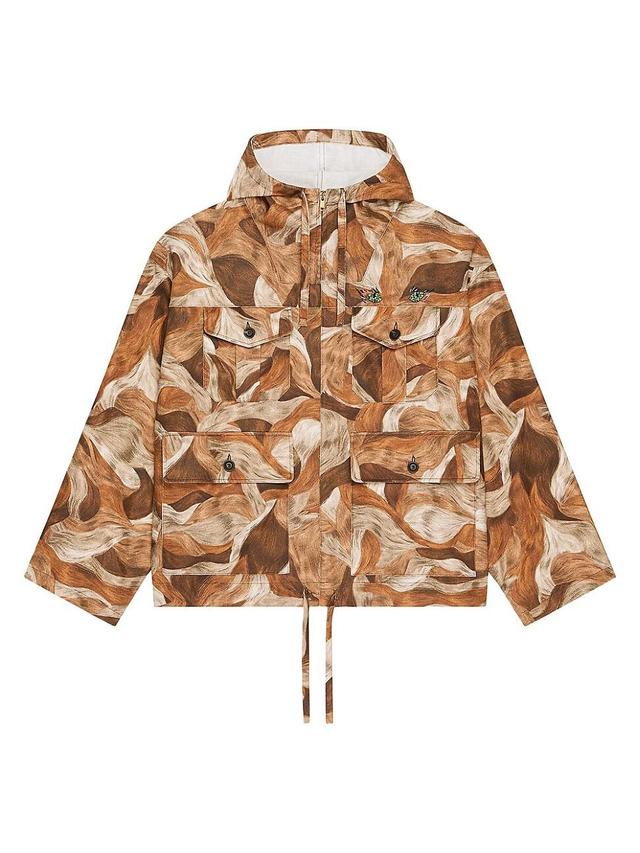 Mens Parka in Linen with Camo Cats Print Product Image