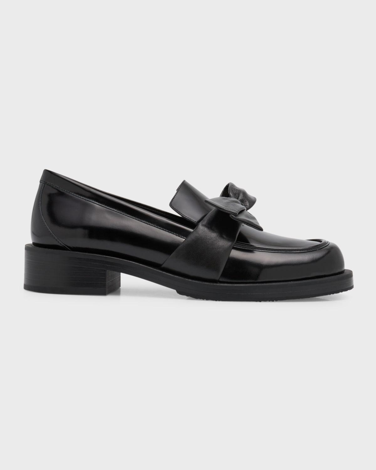 Sofia Bold Leather Bow Loafers Product Image