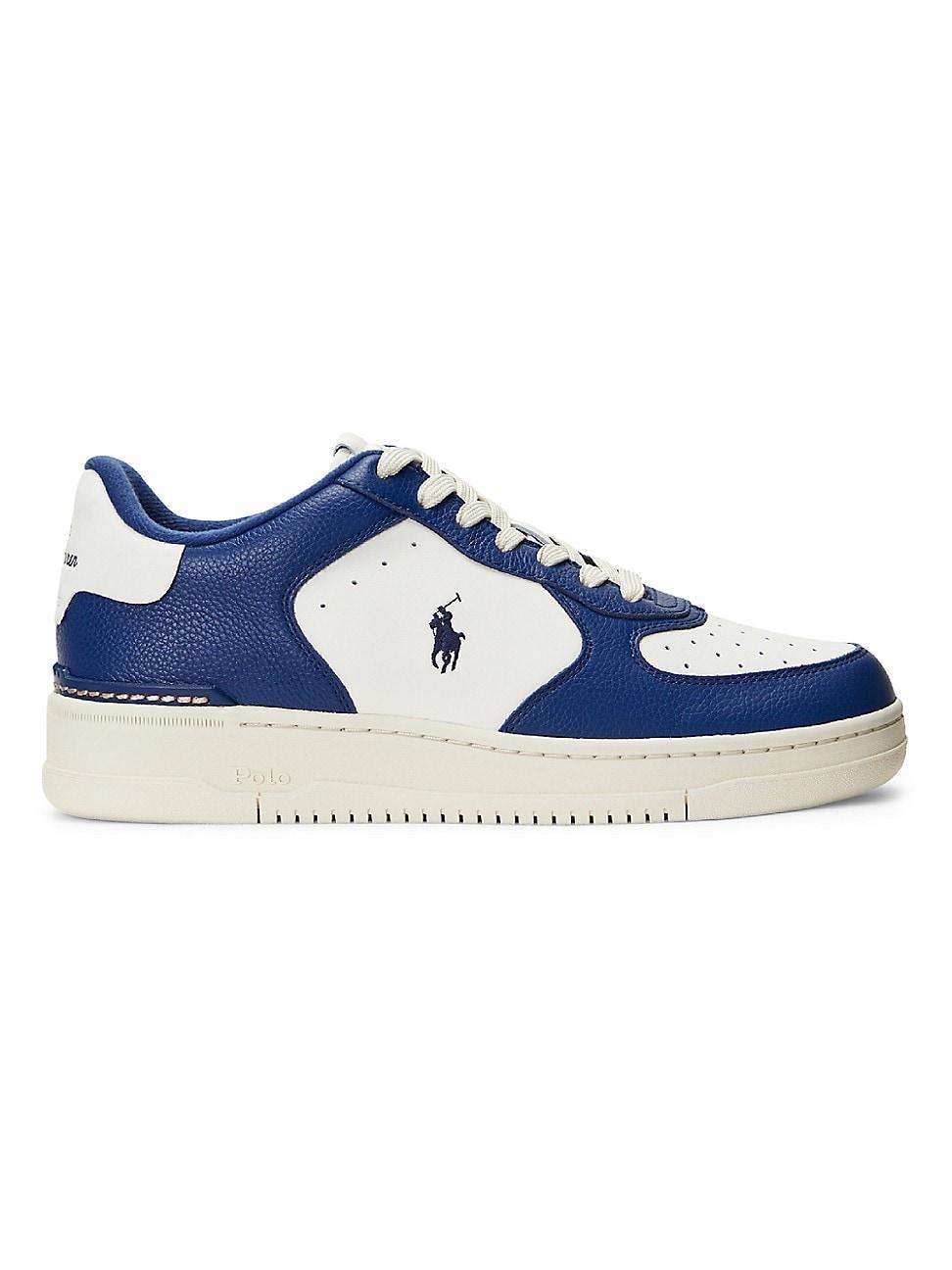 Polo Ralph Lauren Mens Masters Court Leather Sneaker - Cream/blue Product Image