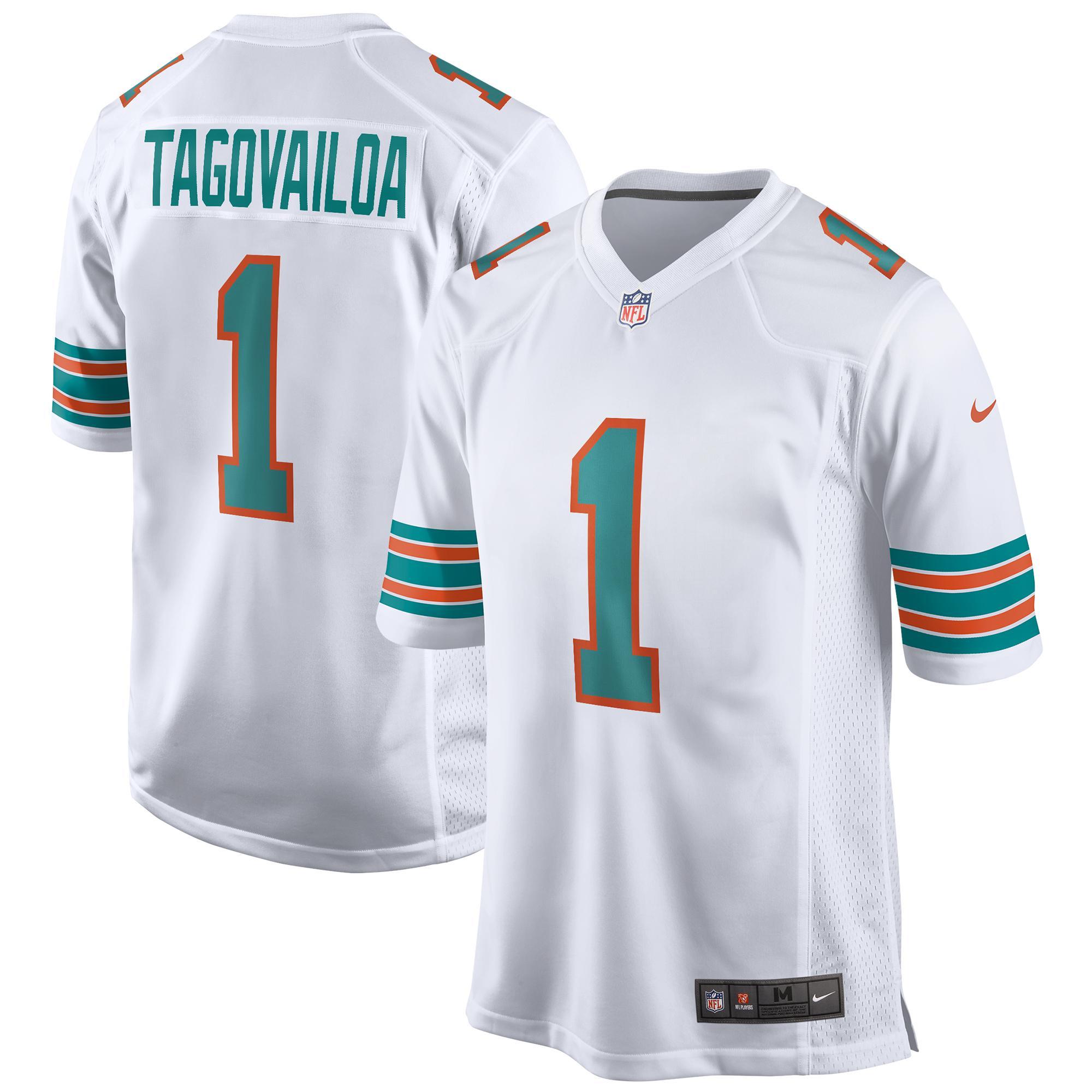 Nike Mens Tua Tagovailoa Miami Dolphins 2nd Alternate Game Jersey - White Product Image