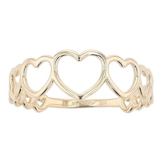 Au Naturale 14k Yellow Gold Graduated Hearts Ring, Womens Product Image