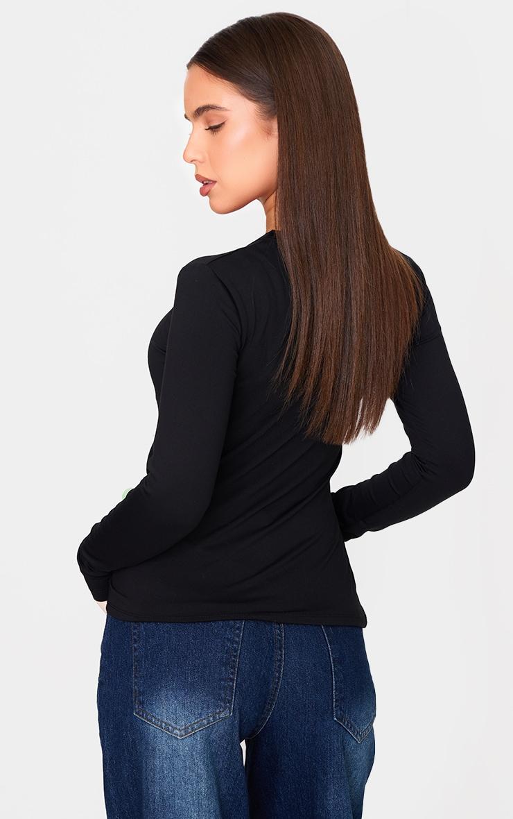 Petite Black Long Sleeve Button Detail Top Product Image