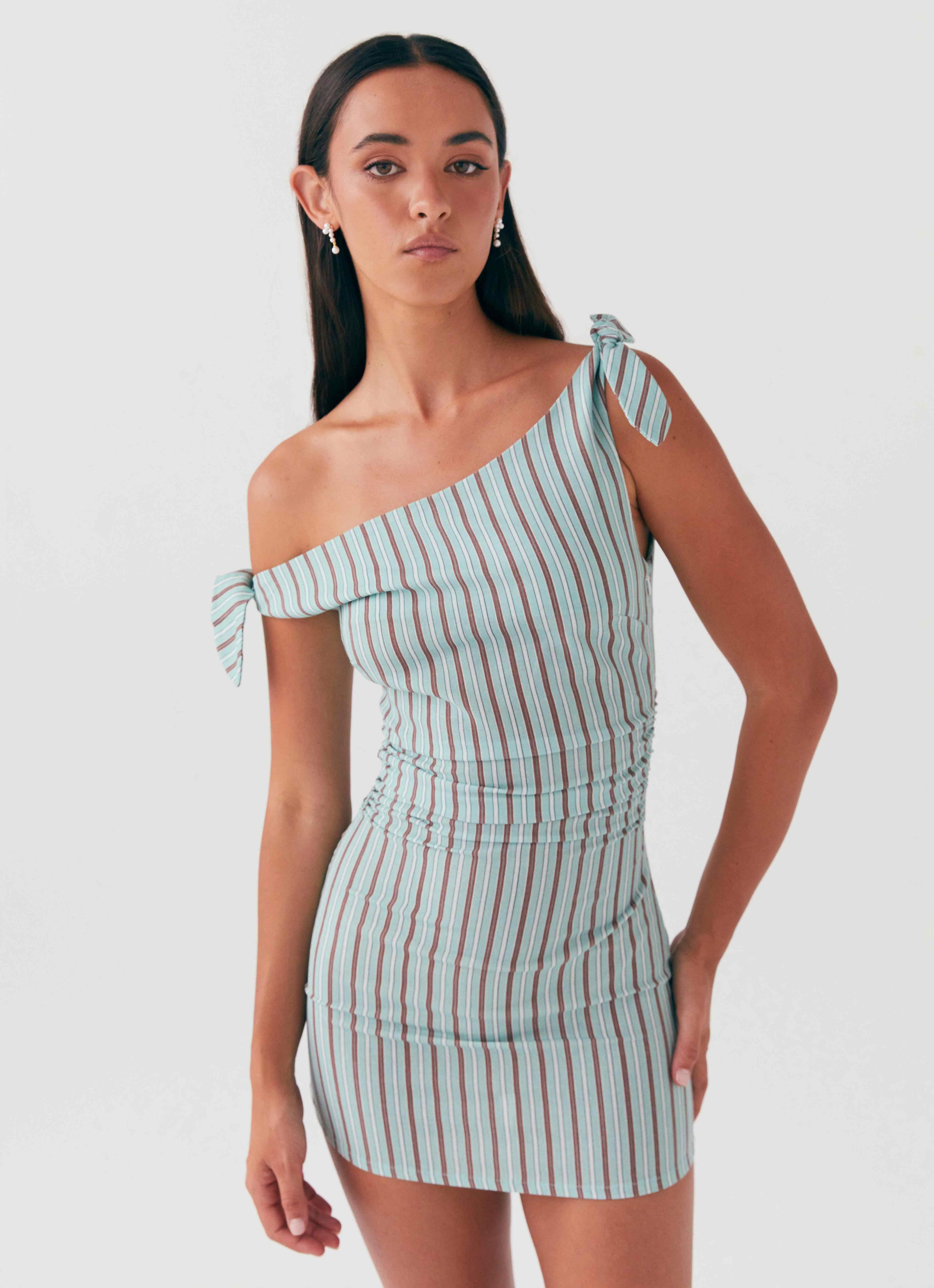 Amazonia Linen Mini Dress - Coastal Stripe Product Image