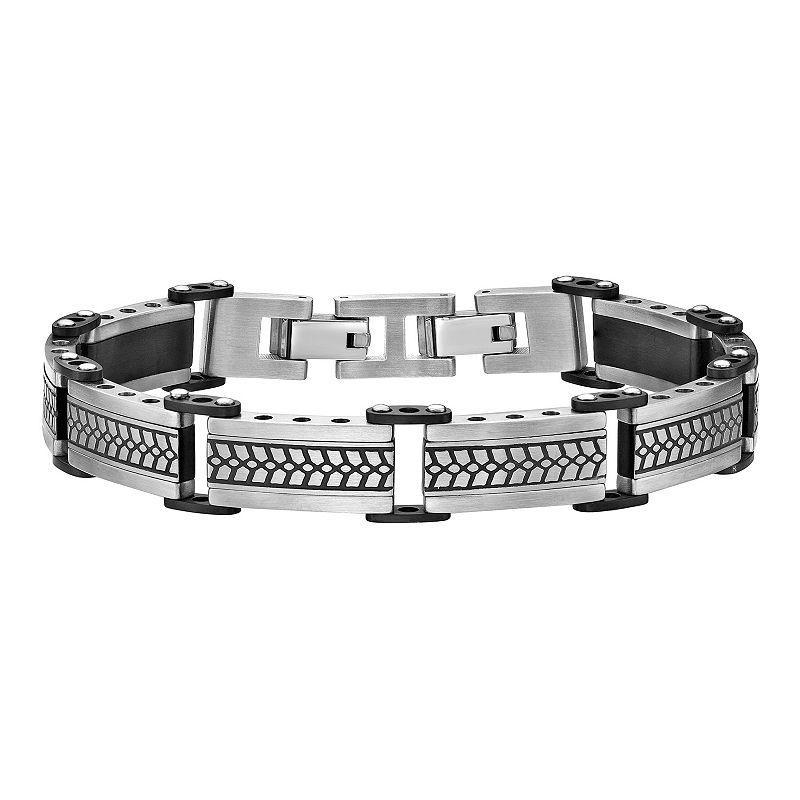 Mens LYNX Black Ion-Plated Stainless Steel Extender Bracelet Two Tone Product Image