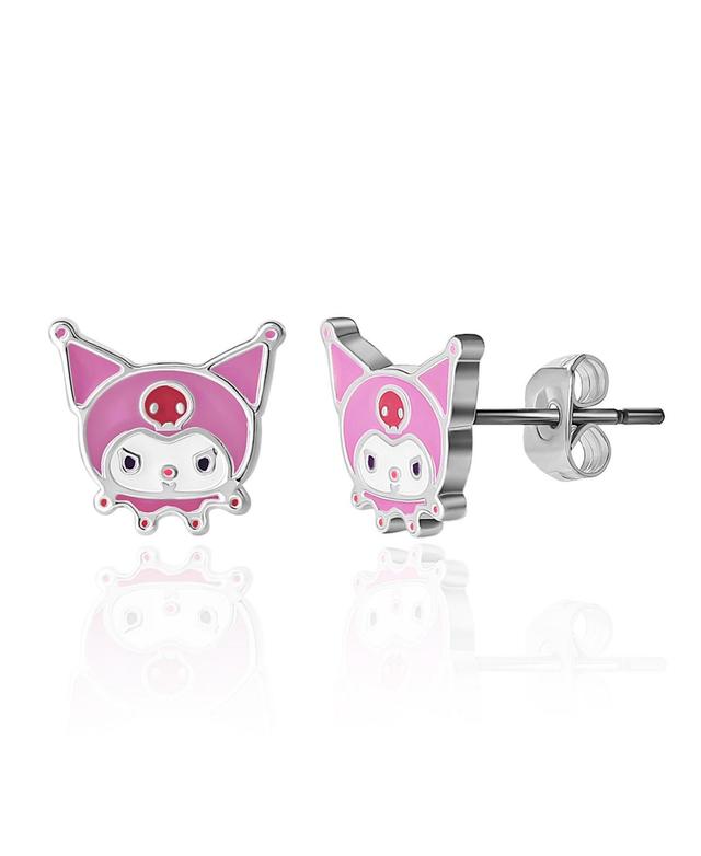 Sanrio Womens Hello Kitty and Friends Silver Plated and Enamel Stud Earrings - Kuromi, Officially Licensed - White Product Image