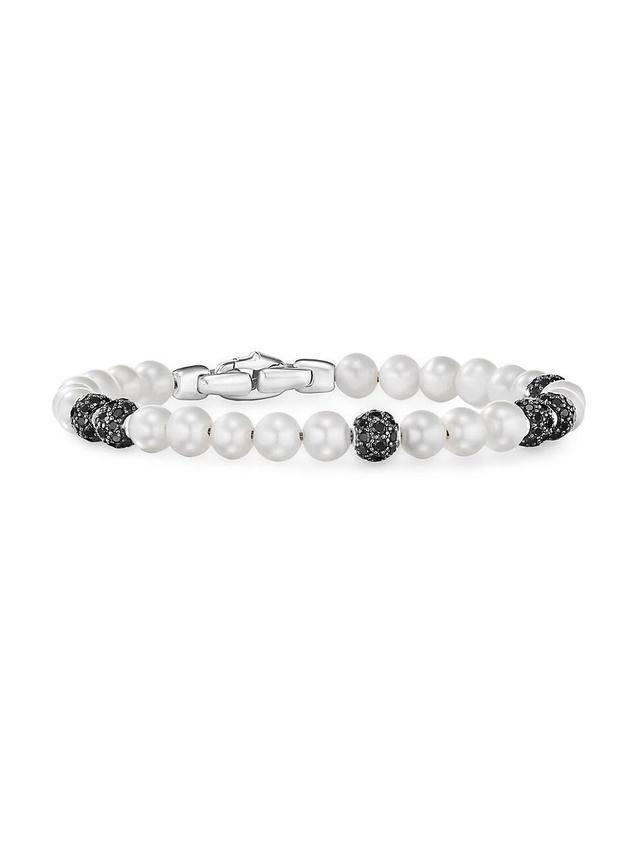 Mens Spiritual Beads Bracelet in Sterling Silver Product Image